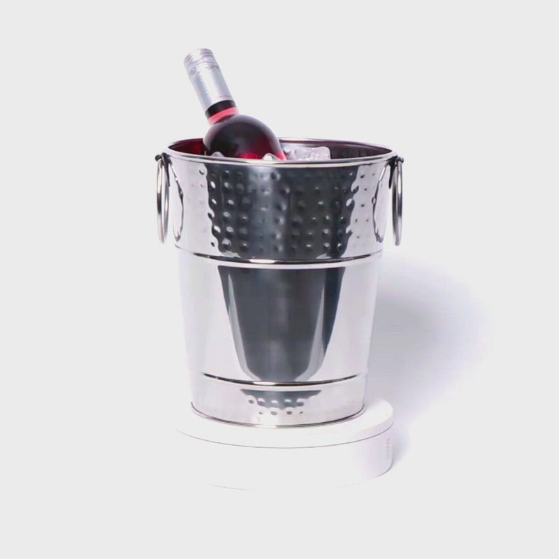 Viski Hammered Metal Ice Bucket - Stainless Steel Beverage Drink Tub With  Handles, Champagne,Wine, Beer and Cocktail Chiller, Large Ice Container Tin  Buckets for Parties - 5.35 Gallons, Silver