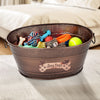 Dog Toy Bin Indestructible - Metallic "Dog Toys" Bone - Copper Medium | BREKX