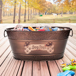 Dog Toy Bin Indestructible - Metallic "Dog Toys" Bone - Copper Medium | BREKX