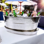 Aspen Metal Beverage Tub with Tray Hammered Stainless Steel | BREKX