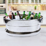 Aspen Metal Beverage Tub with Tray Hammered Stainless Steel | BREKX