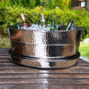 Aspen Metal Beverage Tub with Tray Hammered Stainless Steel | BREKX