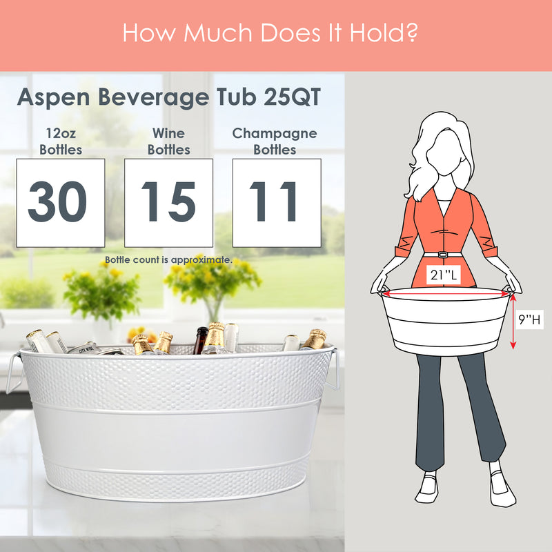 Aspen Metal Beverage Tub with Party Mat White| BREKX