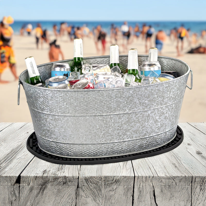 Aspen Metal Tub with Party Mat for Chilling Drinks Galvanized | BREKX