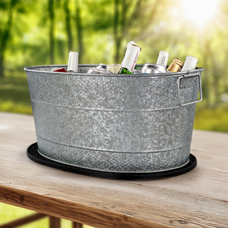 Aspen Metal Tub with Party Mat for Chilling Drinks Galvanized | BREKX