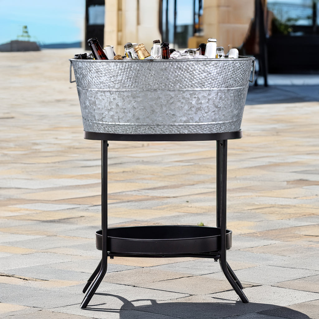 Aspen Beverage Tub with Stand Galvanized 28-inch | BREKX