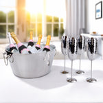 Cheers Champagne Ice Bucket with Champagne Flutes Set Hammered Stainless Steel | BREKX