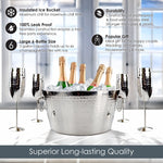 Cheers Champagne Ice Bucket with Champagne Flutes Set Hammered Stainless Steel | BREKX