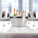 Cheers Champagne Ice Bucket with Champagne Flutes Set Hammered Stainless Steel | BREKX