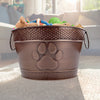 Dog Toy Bin Indestructible - Embossed Paw Print - Copper Round Medium | BREKX