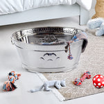 Dog Toy Bin Indestructible - Embossed Paw Print - Stainless Steel Medium | BREKX