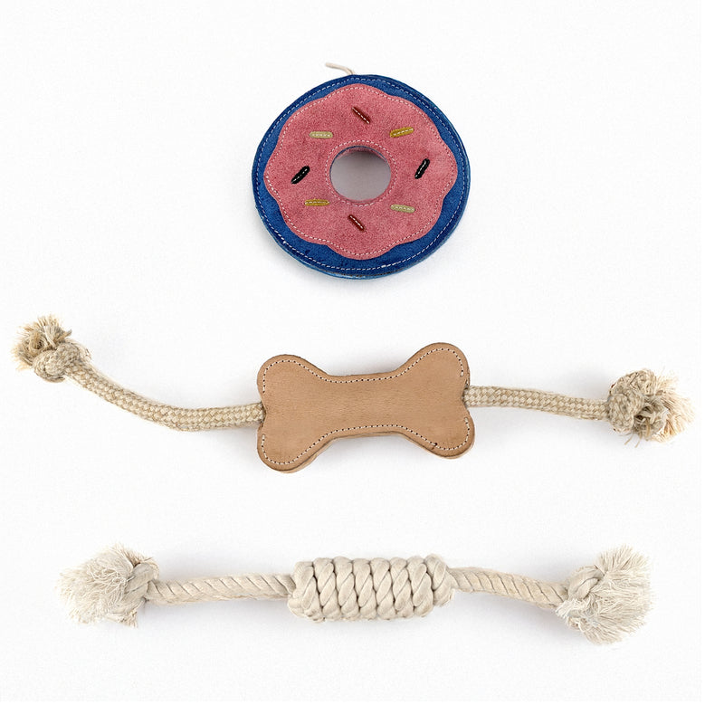 Dog Toys 3-Piece Set for Aggressive Chewers Leather | BREKX Home + Party