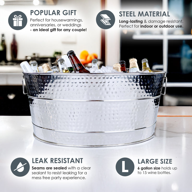 Aspen Metal Party Tub Hammered Stainless Steel | BREKX